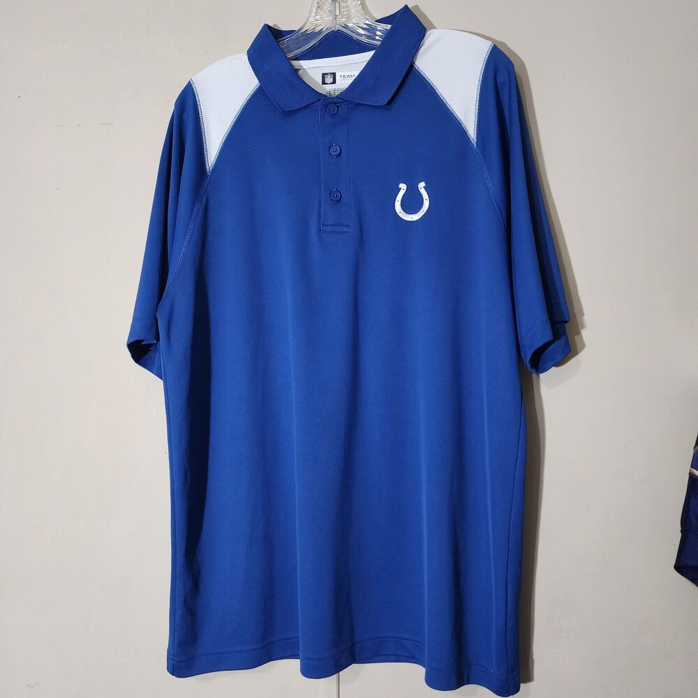 NFL Team Apparel Indianapolis Colts Men's Polo Blue White  Large